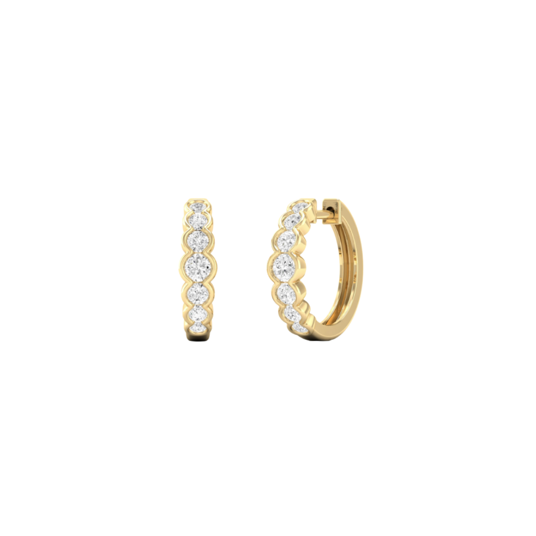 Shared Bezel Diamond Mini Hoops – Henri Noël
