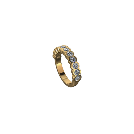 Shared Bezel Half Diamond Band – Henri Noël