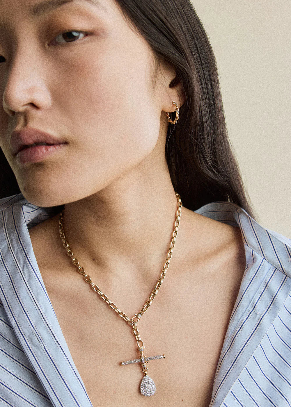 Lucy Delius- Modern Finish Diamond T-Bar Clip Pendant – Henri Noël