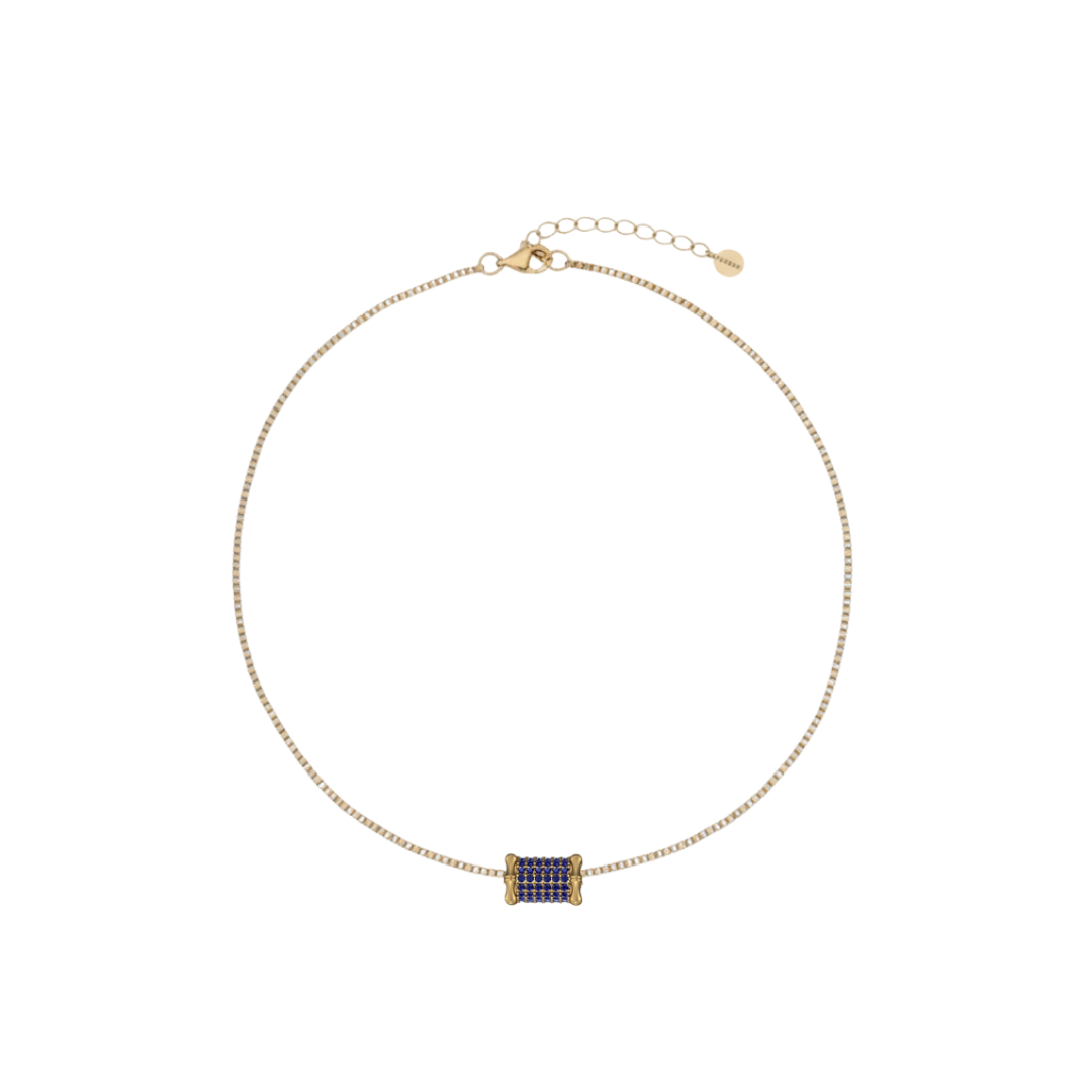 Mini Bamboo Blue Sapphire Barrel Necklace – Henri Noël