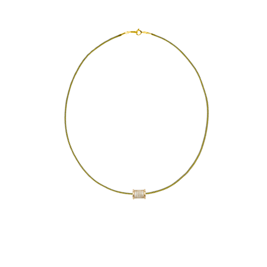 Mini Bamboo Diamond Barrel Necklace