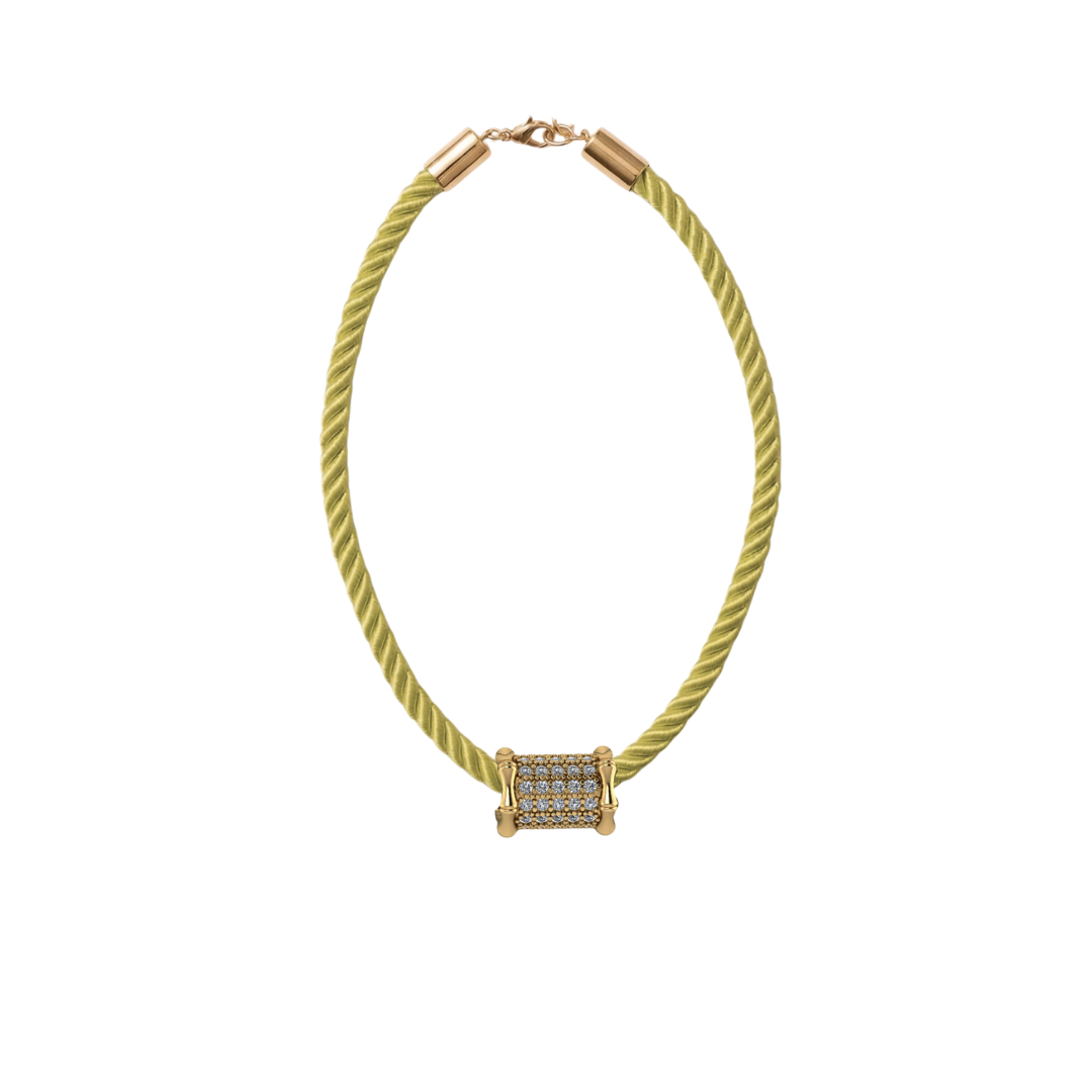 Large Bamboo Diamond Barrel Necklace – Henri Noël