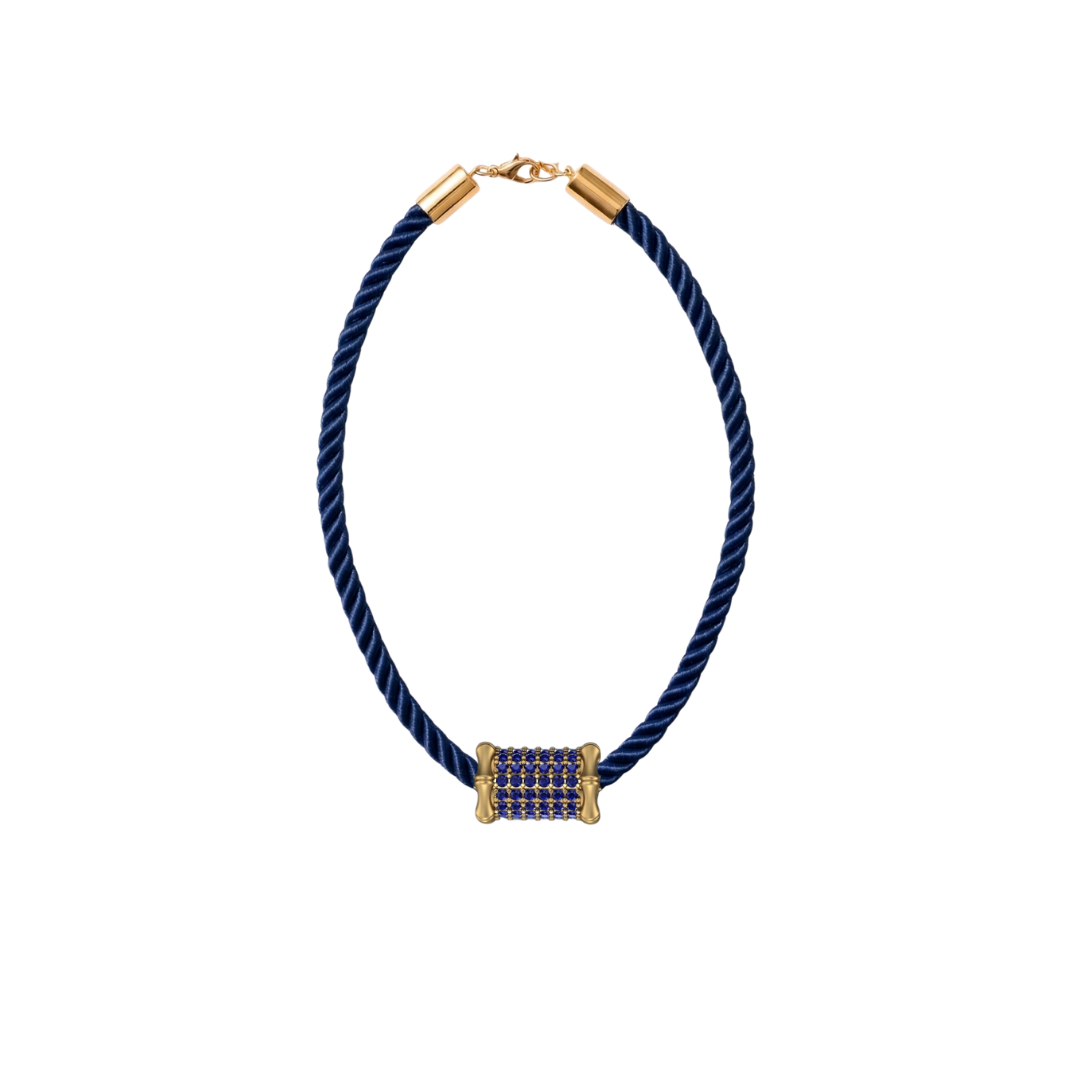 Large Bamboo Blue Sapphire Barrel Necklace – Henri Noël