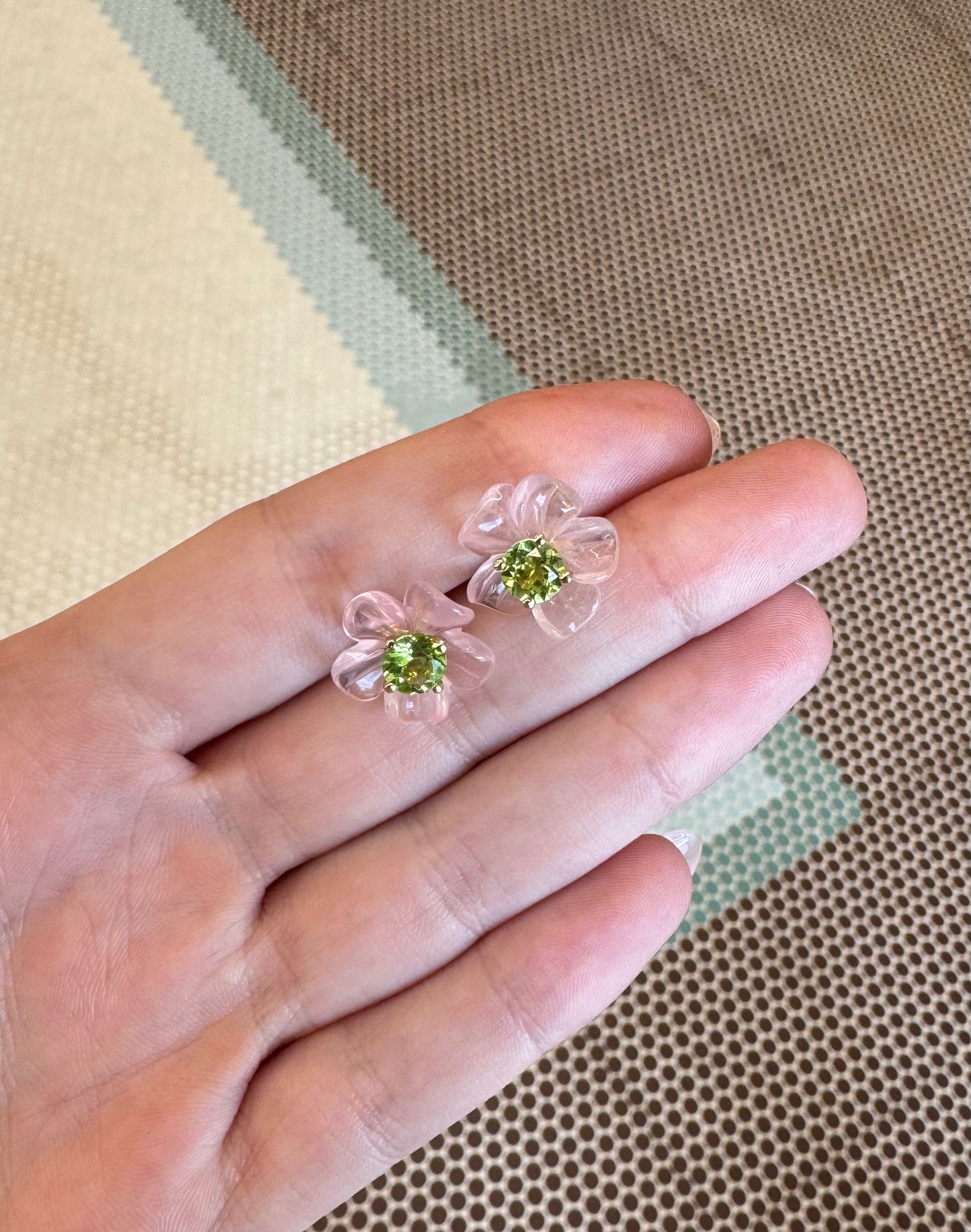 Sophie Joanne-Island Flower Studs Rose Quartz Peridot – Henri Noël