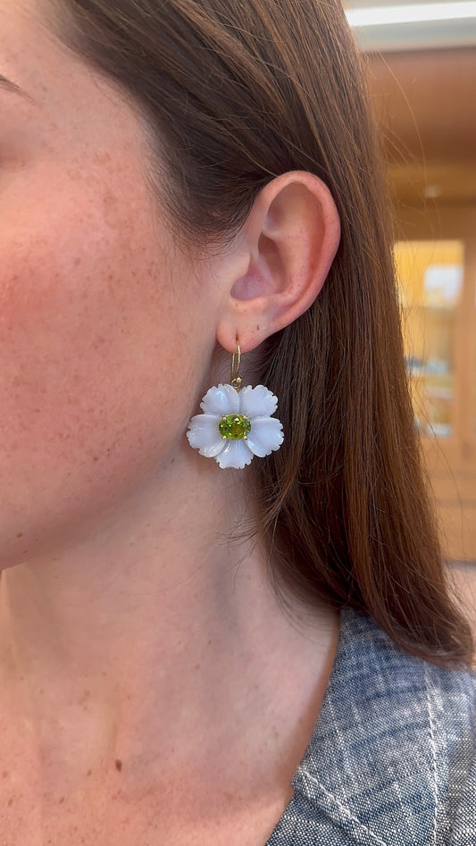 Sophie Joanne-Reef Flower Earrings Chalcedony Peridot