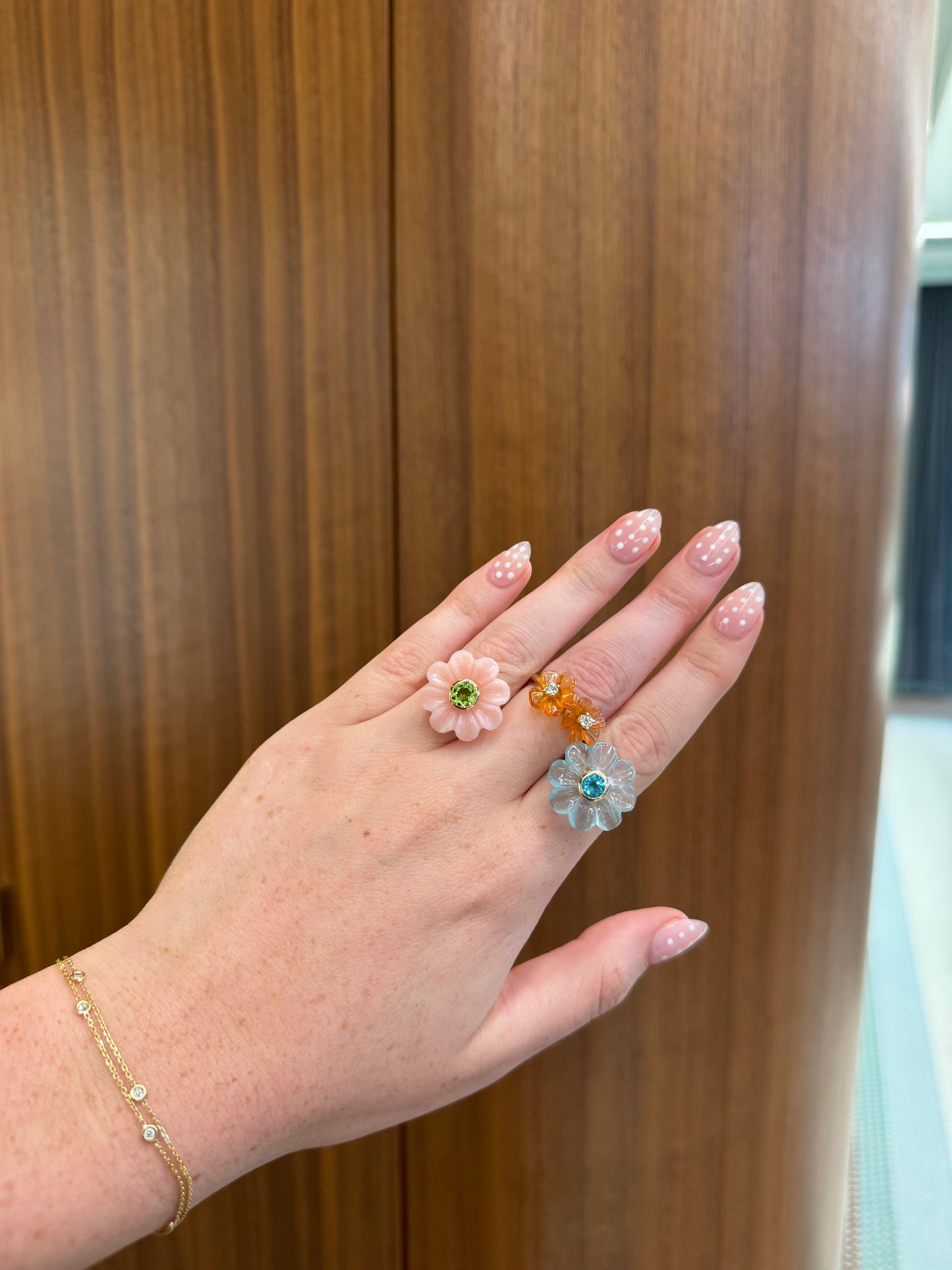 Sophie Joanne- Island Double Flower Ring Manderin Garnet Diamond – Henri Noël