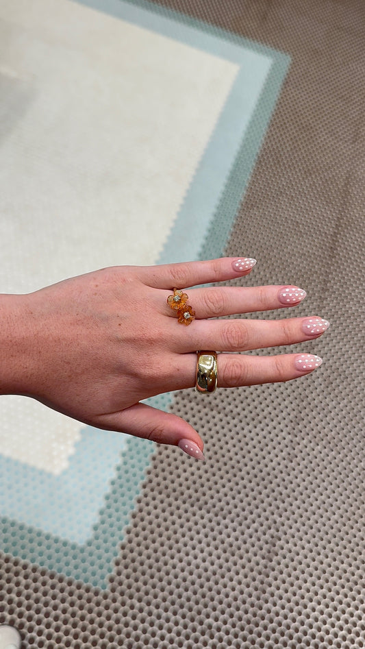 Sophie Joanne- Island Double Flower Ring Manderin Garnet Diamond