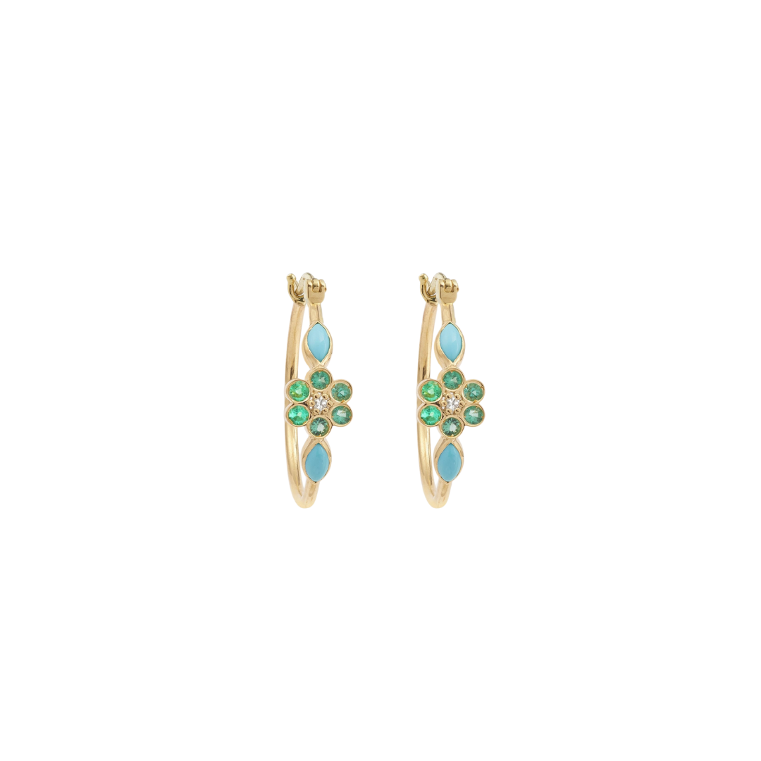 Sophie d'Agon- Miniflower Earrings 3 Turquoise – Henri Noël