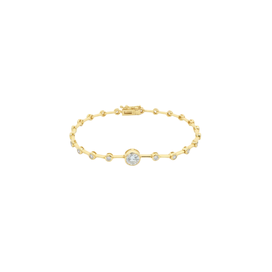 Spaced Diamond Bezel Tennis Bracelet with Center Bezel