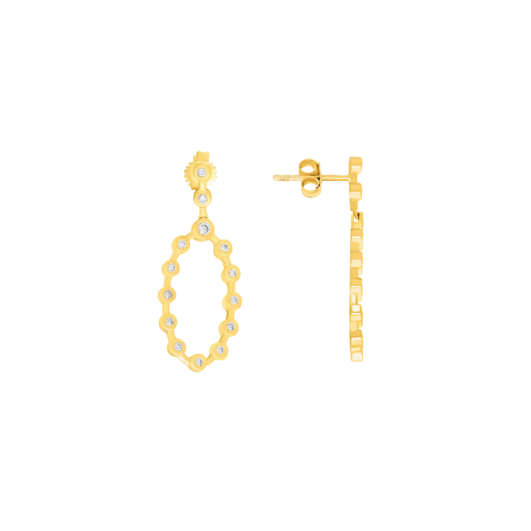 Spaced Round Bezel Diamond Drop Circle Earrings