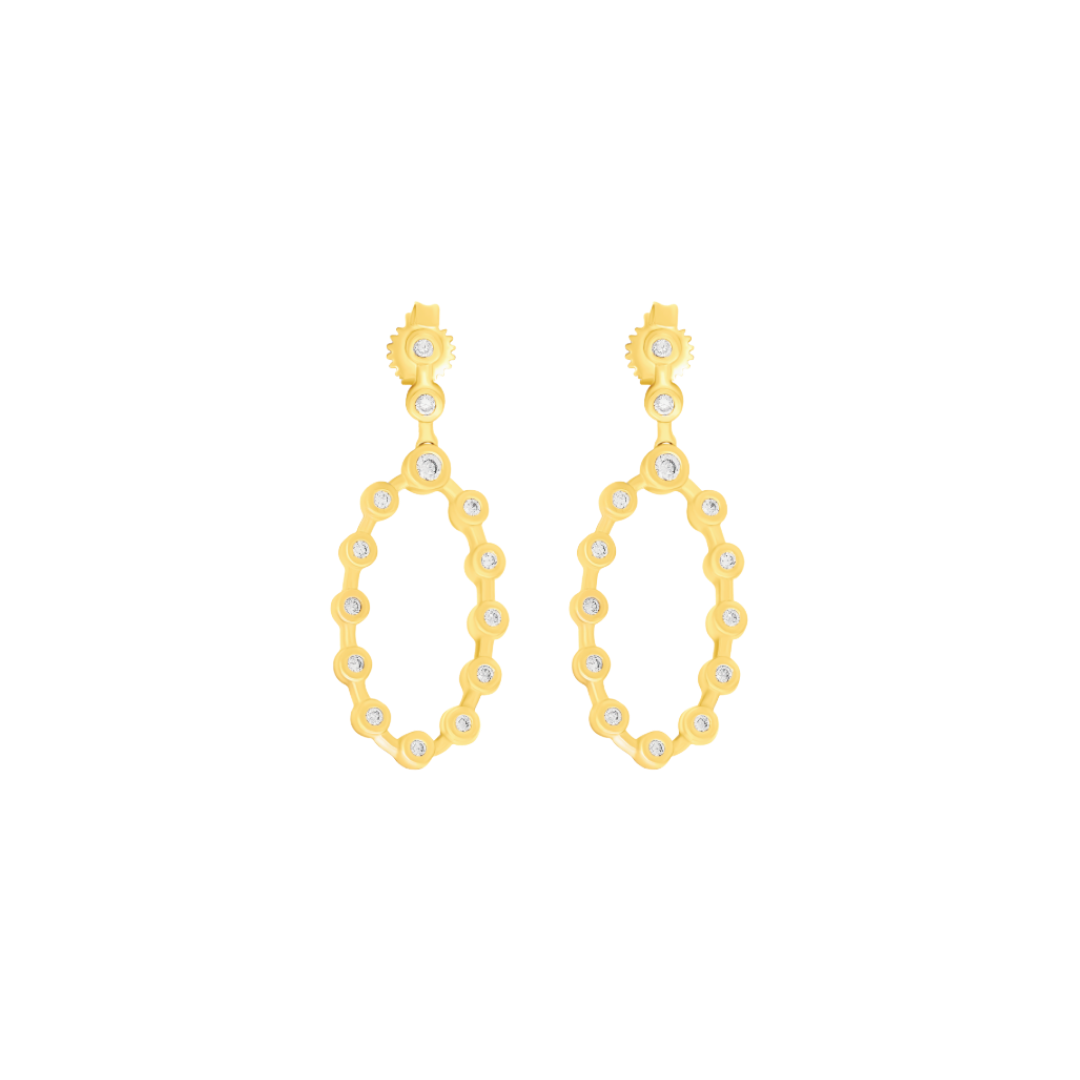 Spaced Round Bezel Diamond Drop Circle Earrings