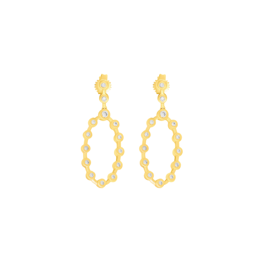 Spaced Round Bezel Diamond Drop Circle Earrings