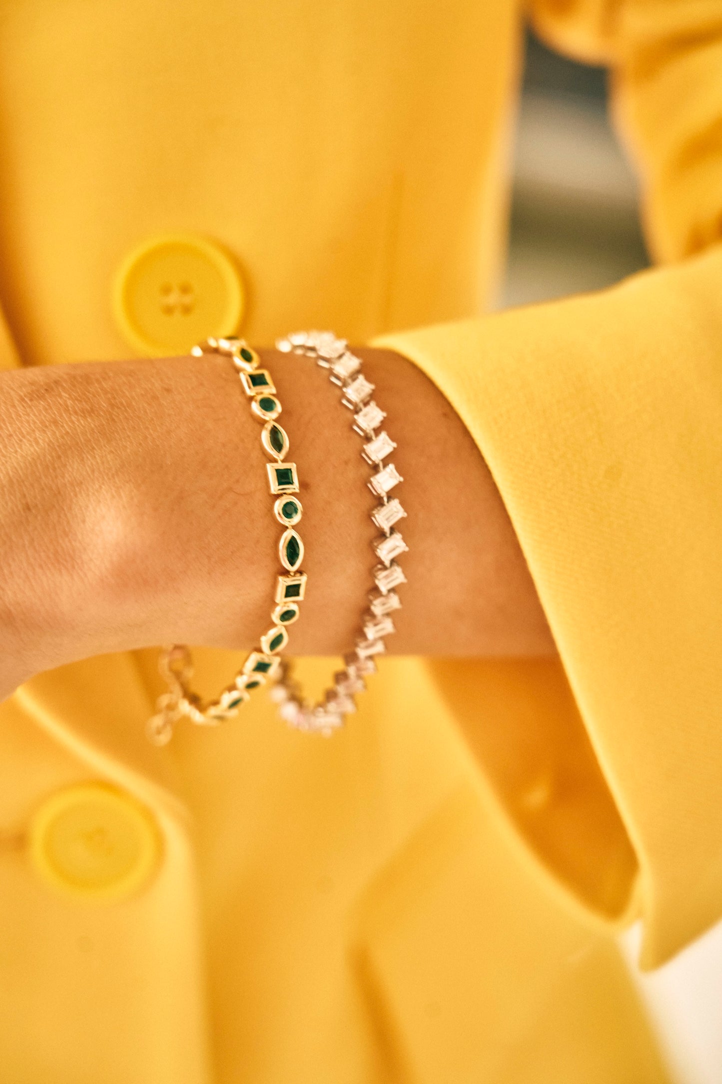 Spaced Emerald Cut Diamond Tennis Bracelet – Henri Noël