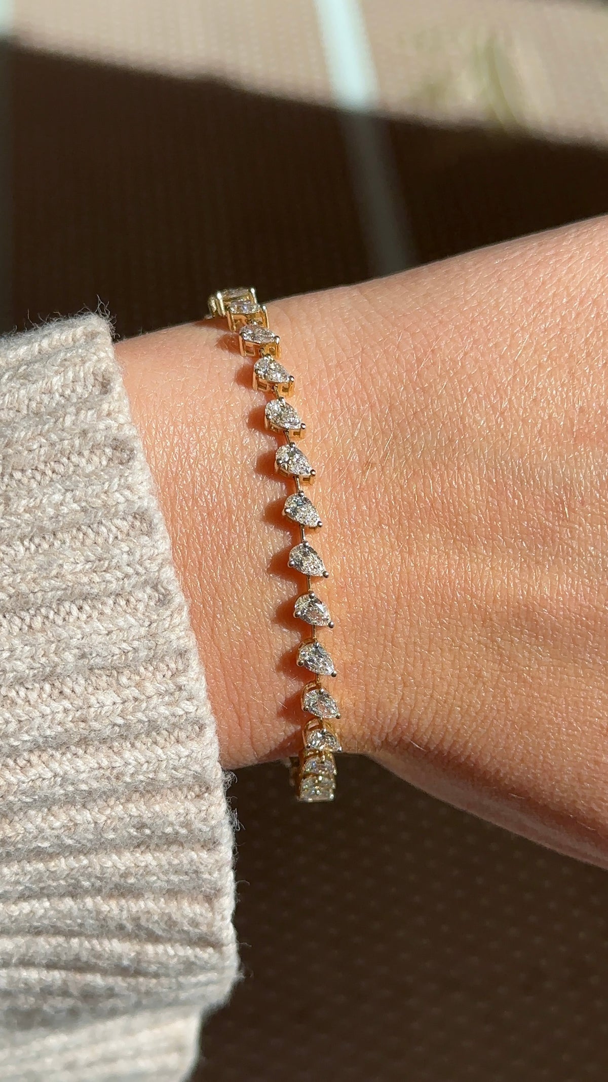 Spaced Pear Diamond Tennis Bracelet – Henri Noël