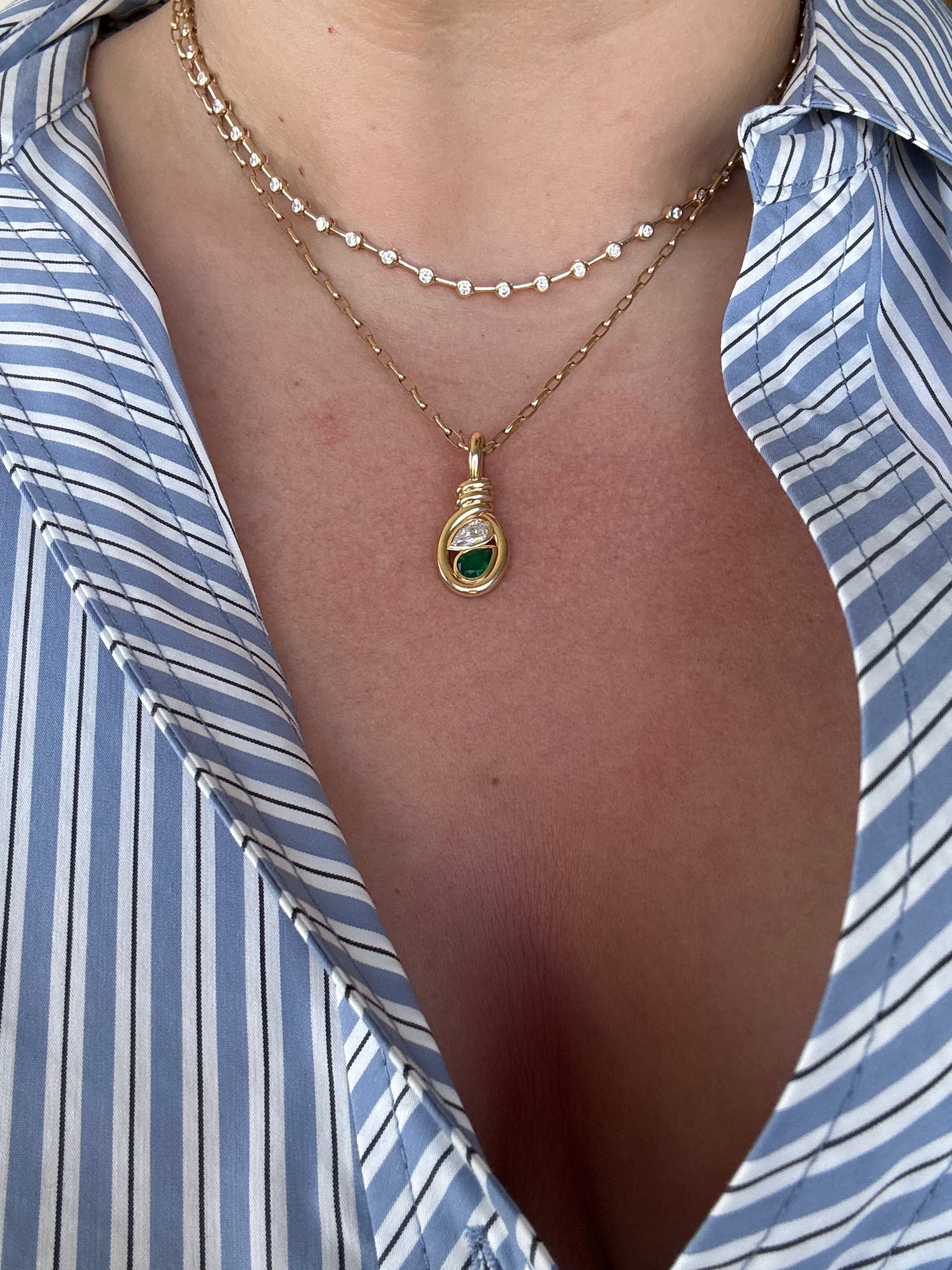 Spaced Round Diamond Bezel Necklace – Henri Noël