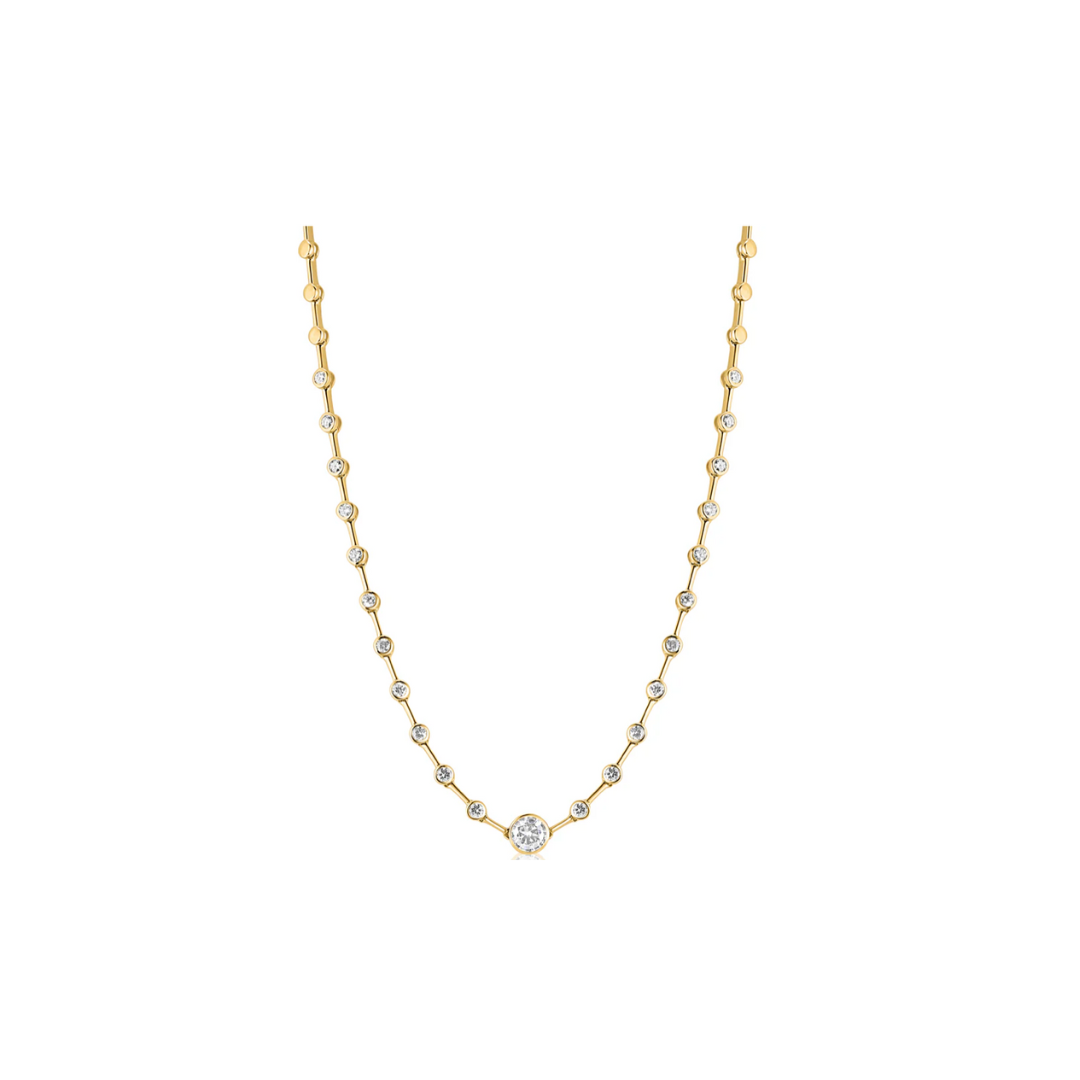 Spaced Round Diamond Necklace with Center Bezel – Henri Noël