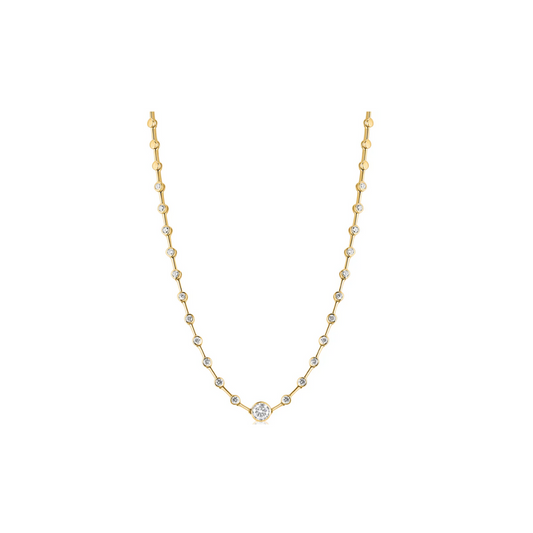 Spaced Round Diamond Necklace with Center Bezel – Henri Noël