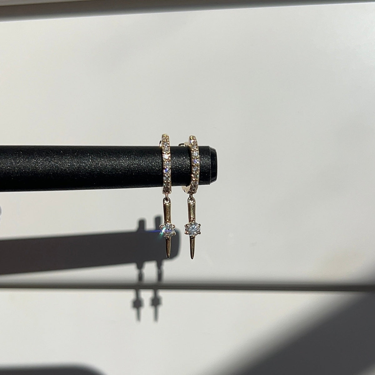 Spear Drop Diamond Huggies – Henri Noël
