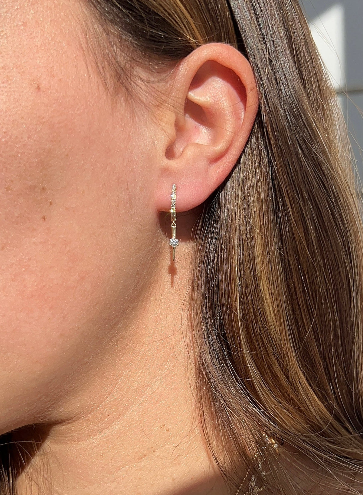 Spear Drop Diamond Huggies – Henri Noël