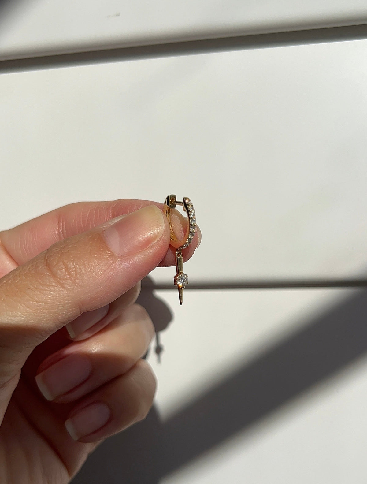 Spear Drop Diamond Huggies – Henri Noël