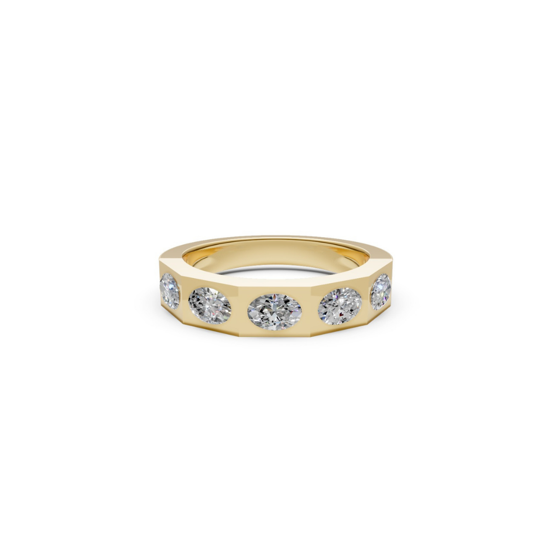 Squared Bezel Oval-Cut Diamond Band – Henri Noël