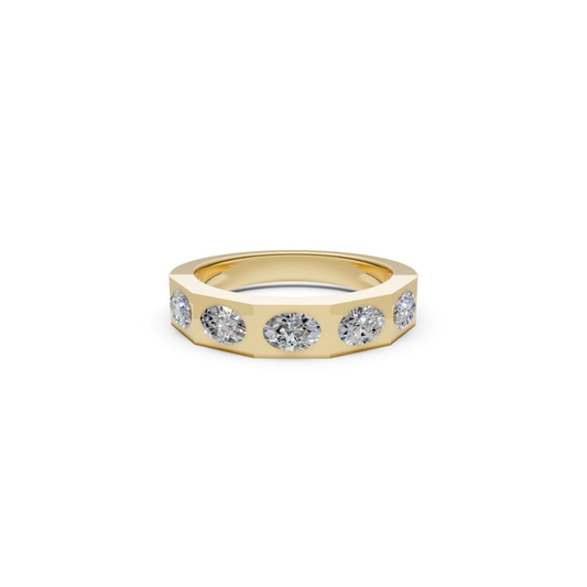 Squared Bezel Oval-Cut Diamond Band – Henri Noël