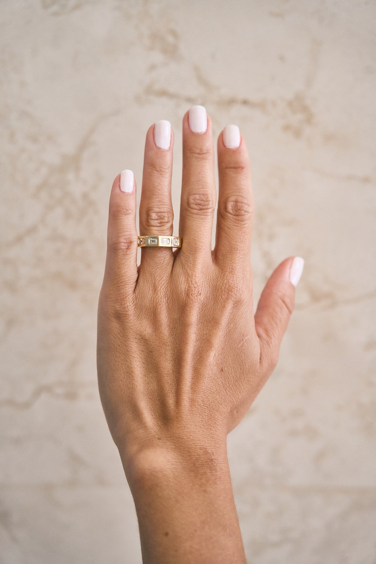 Squared Bezel Oval-Cut Diamond Band – Henri Noël