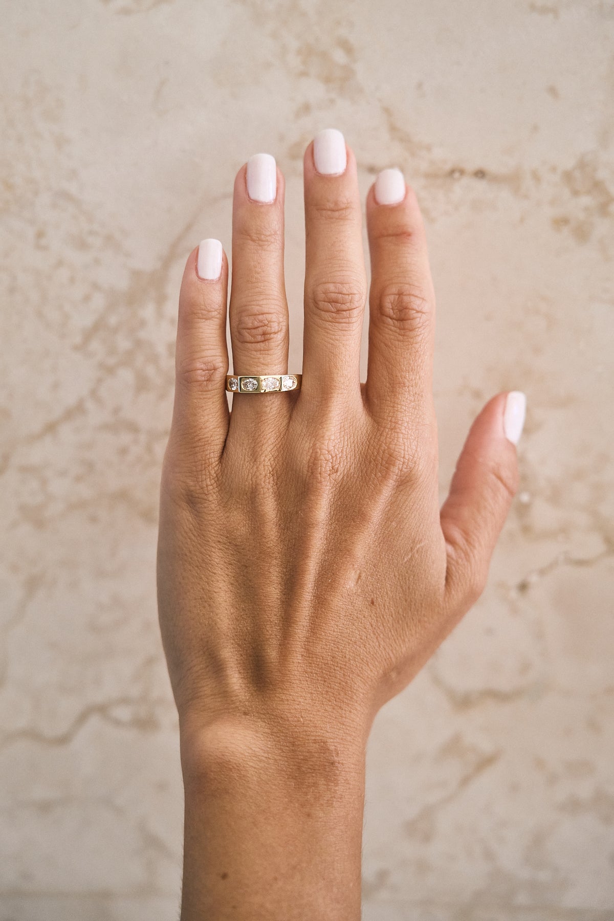 Squared Bezel Oval-Cut Diamond Band – Henri Noël