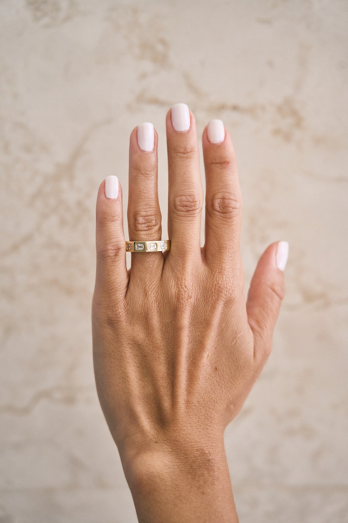 Squared Bezel Oval-Cut Diamond Band – Henri Noël