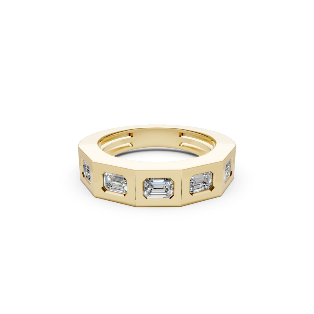 Squared Bezel Oval-Cut Diamond Band – Henri Noël
