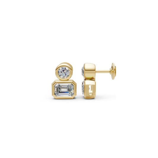 Stacked Diamond Bezel Studs – Henri Noël