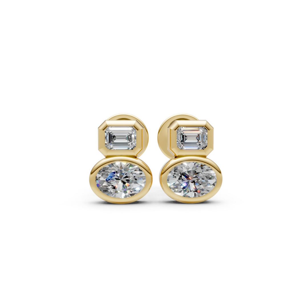 Stacked Diamond Bezel Studs – Henri Noël