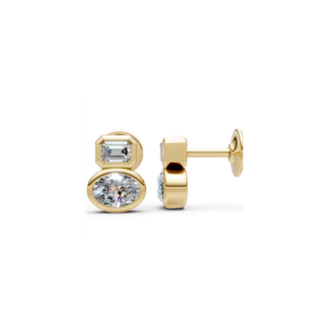 Stacked Diamond Bezel Studs – Henri Noël