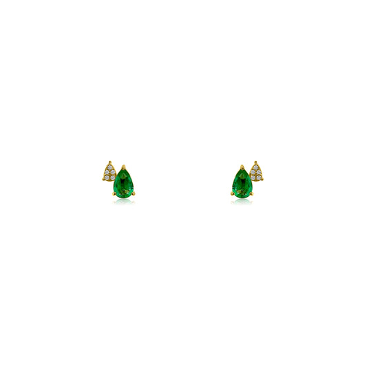 Stacked Emerald and Diamond Pear Stud – Henri Noël