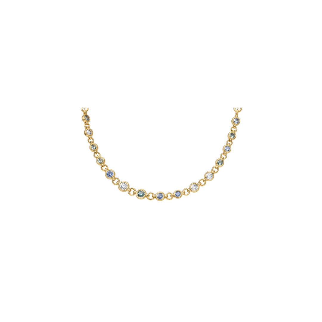 Sybil Sapphire and Diamond Tennis Necklace