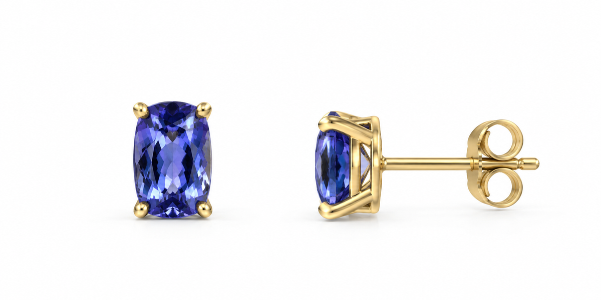 Oval-Cut Tanzanite Stud Earrings – Henri Noël