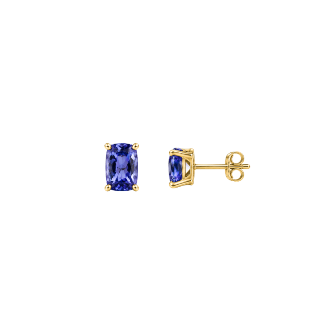 Classic Tanzanite Cushion Studs – Henri Noël