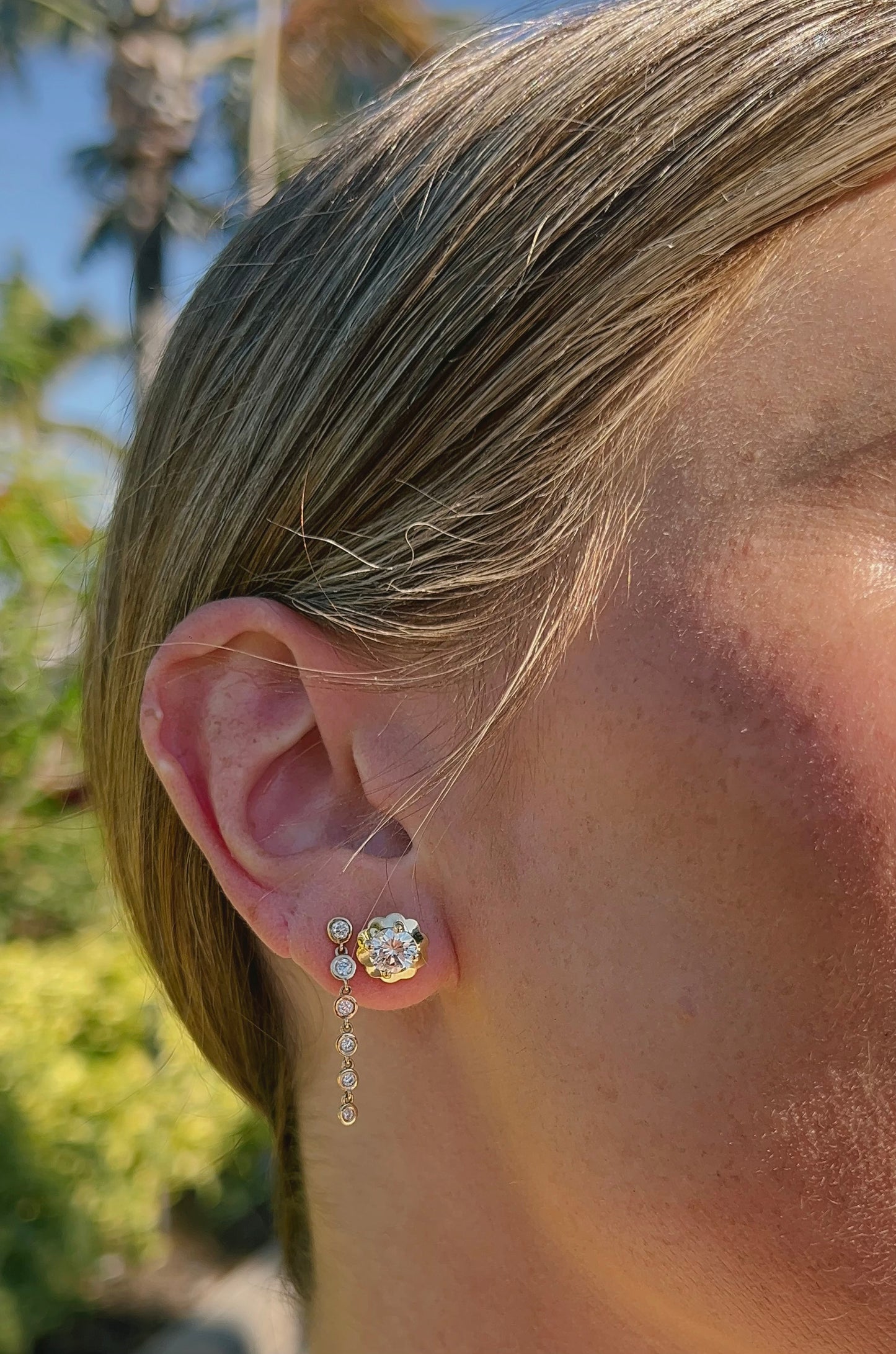 Scalloped Round Diamond Studs