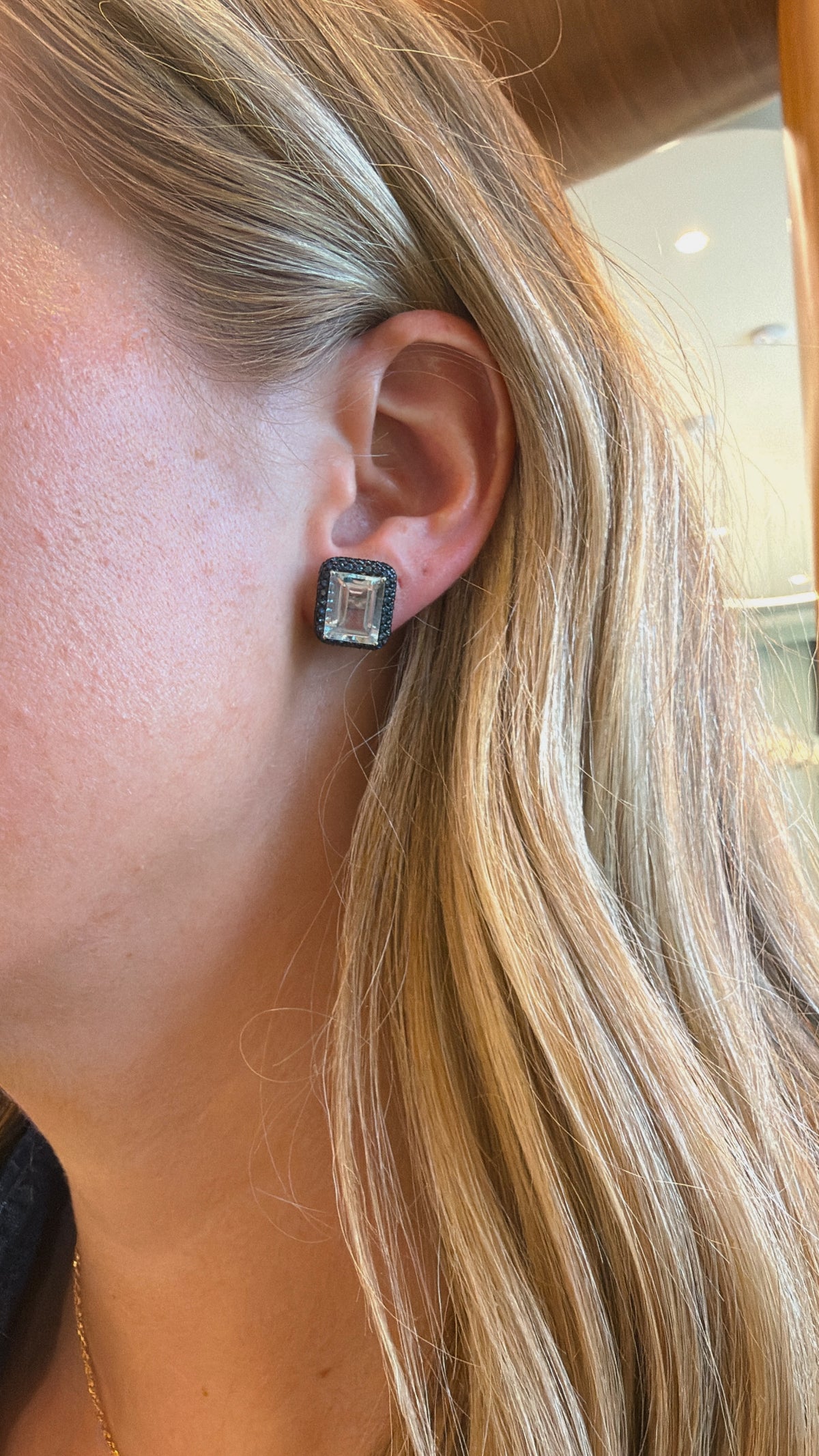 Aquamarine & Blue Sapphire Pave Stud Earrings – Henri Noël