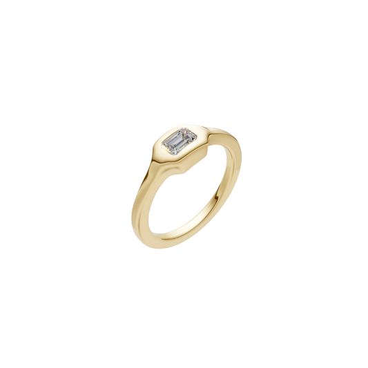 Thick Bezel Emerald-Cut Diamond Ring – Henri Noël