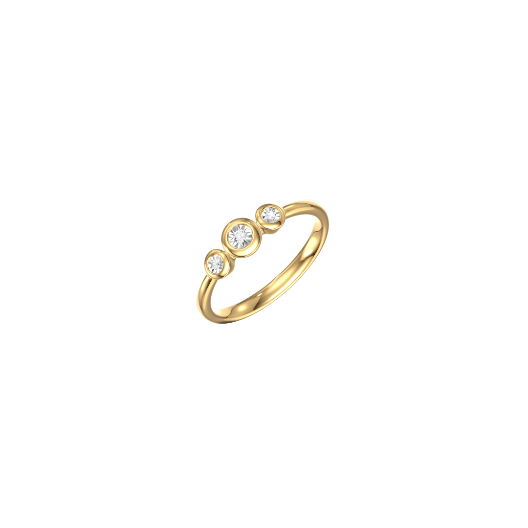 Three Diamond Bezel Stacking Ring