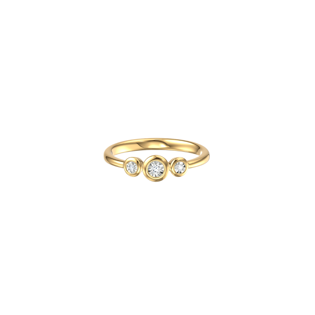 Three Diamond Bezel Stacking Ring