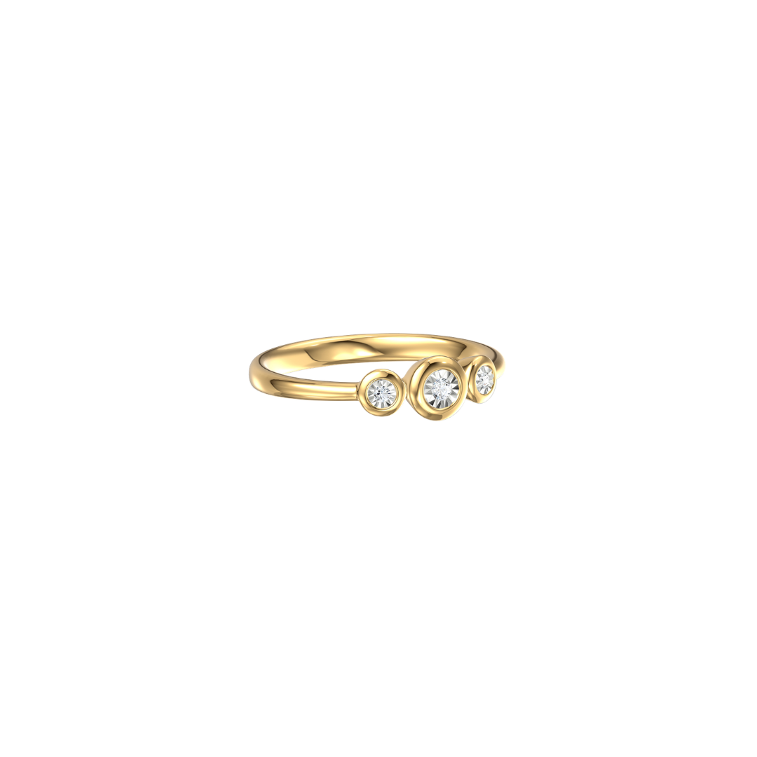 Three Diamond Bezel Stacking Ring