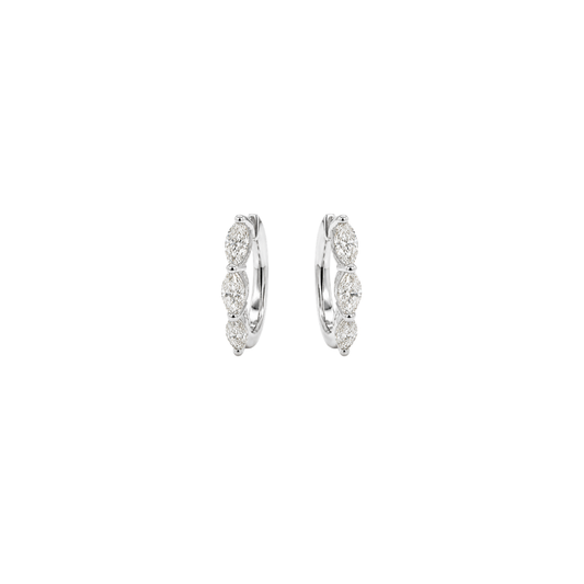 Three Marquise Diamond Mini Huggies – Henri Noël