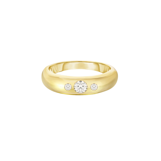 Three Stone Flush Set Pinky Ring – Henri Noël