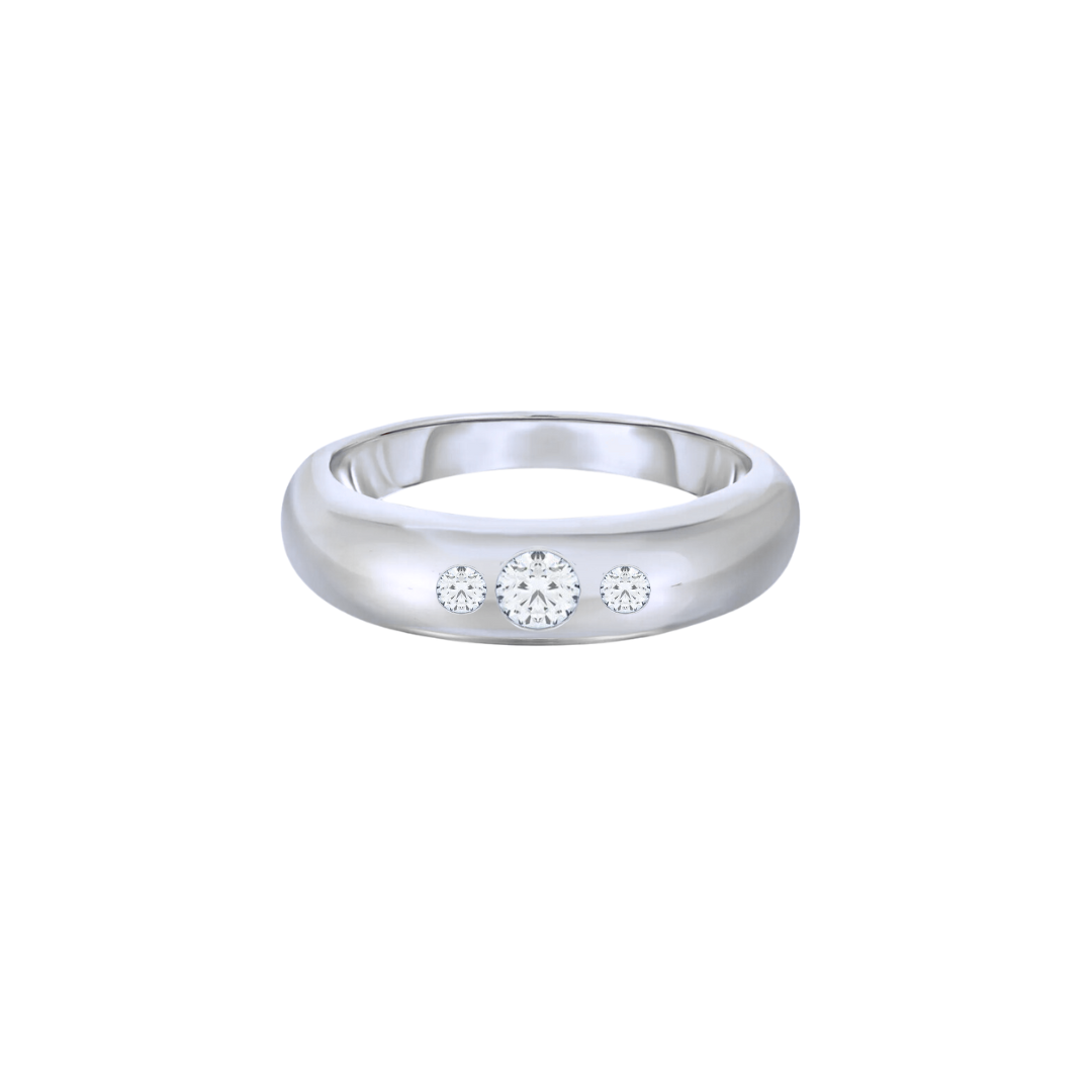 Three Stone Flush Set Pinky Ring – Henri Noël