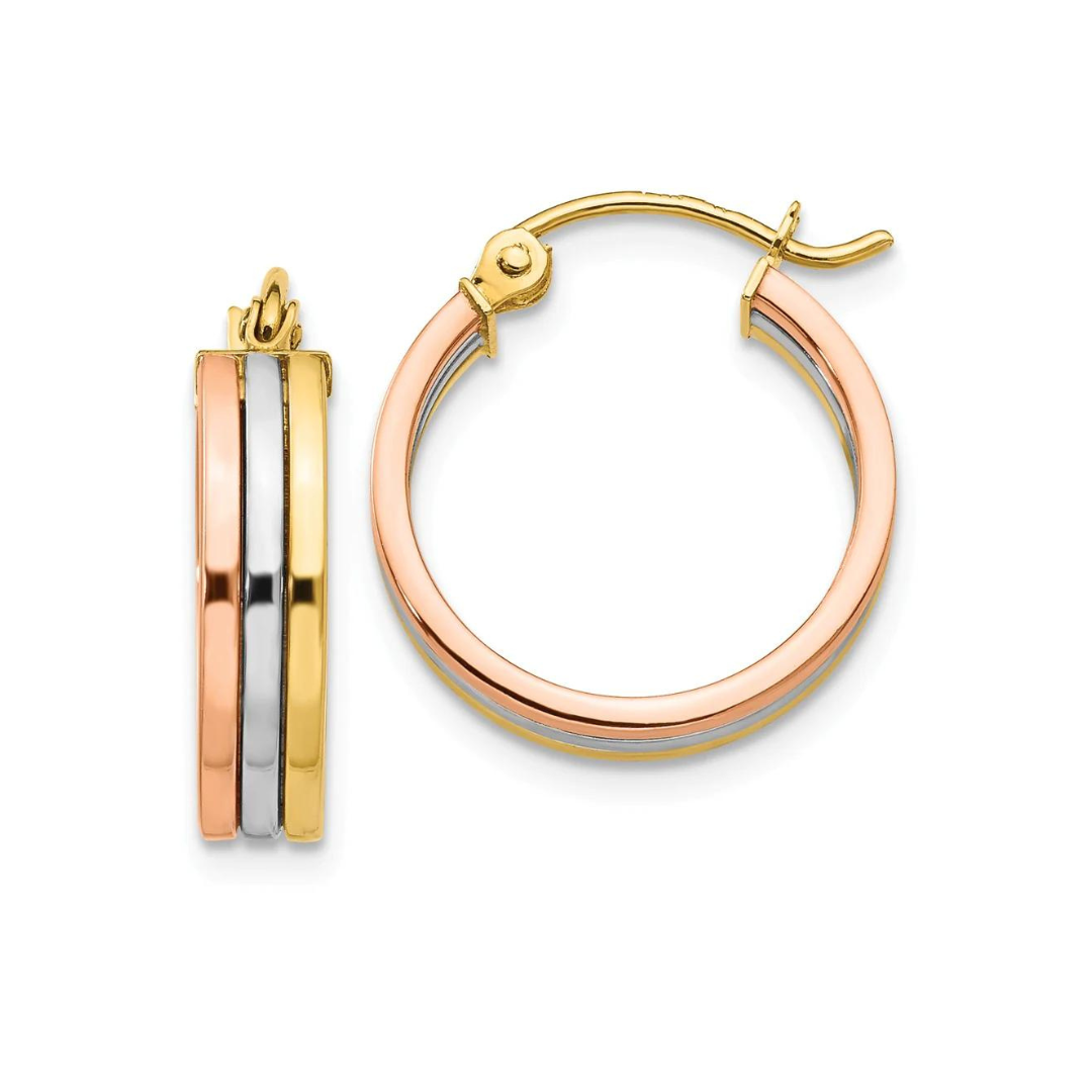 Tri Color Gold Hoops – Henri Noël