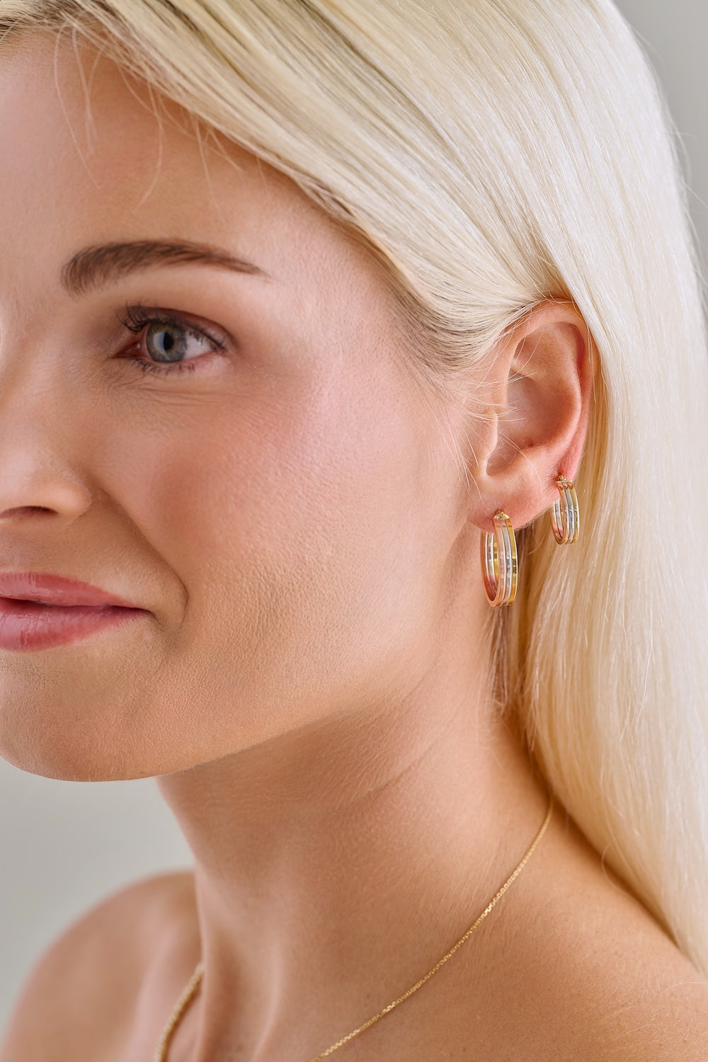 Tri Color Gold Hoops – Henri Noël