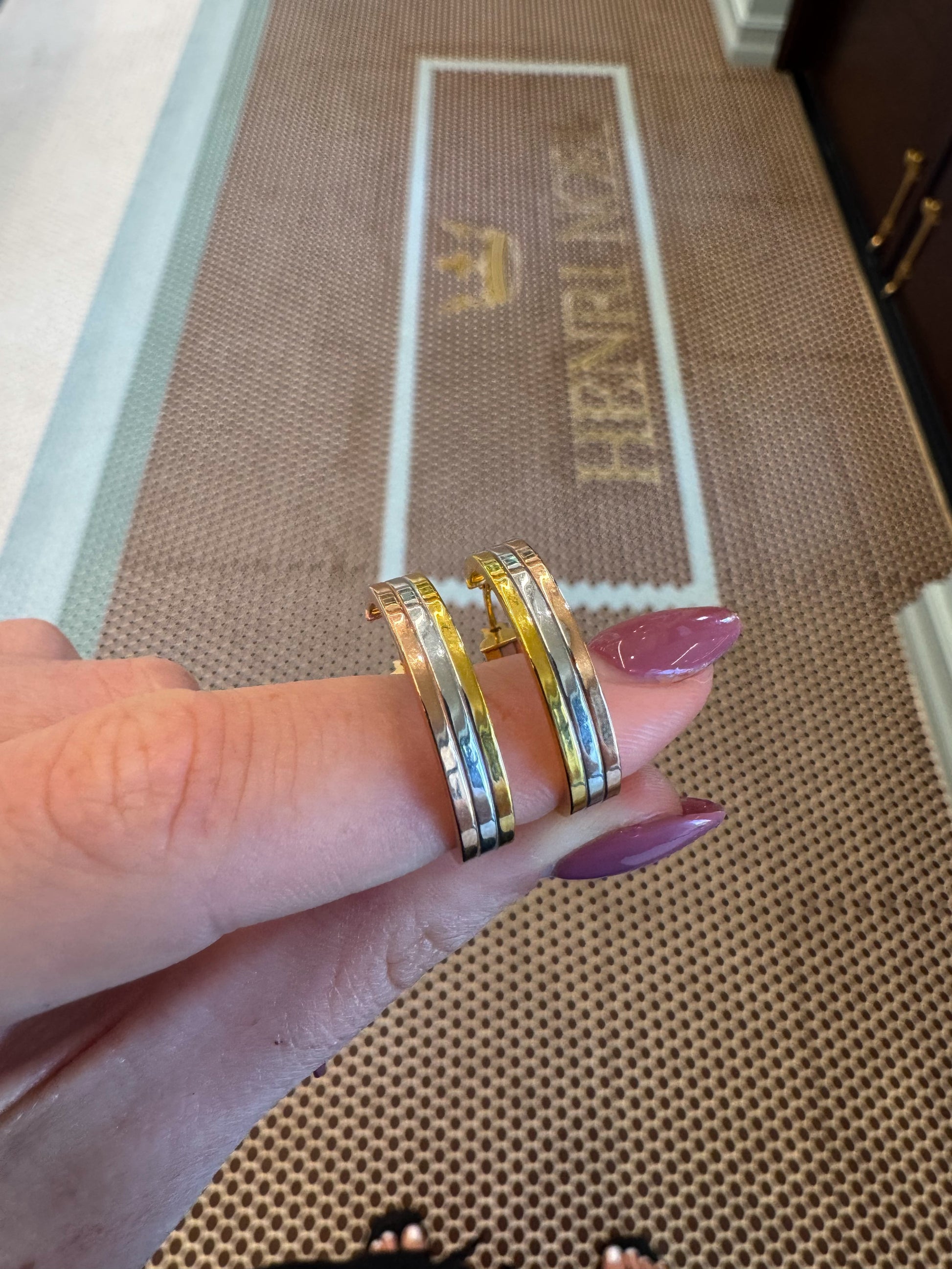 Tri Color Gold Hoops – Henri Noël