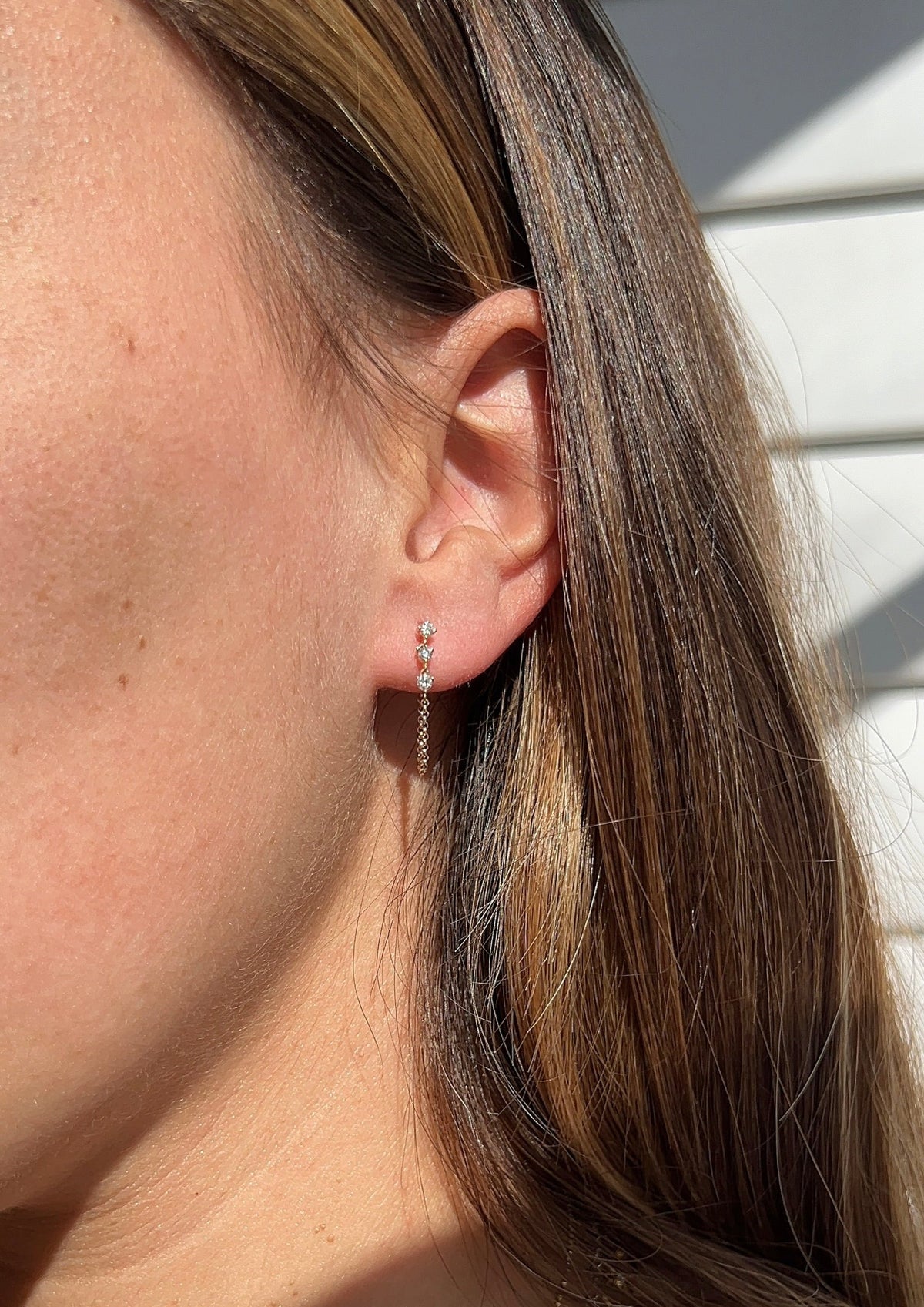Trio Diamond Chain Drop Earrings – Henri Noël